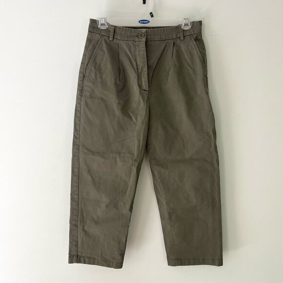 MaxMara Pleated Cotton Cropped Pants - Picture 1 of 6